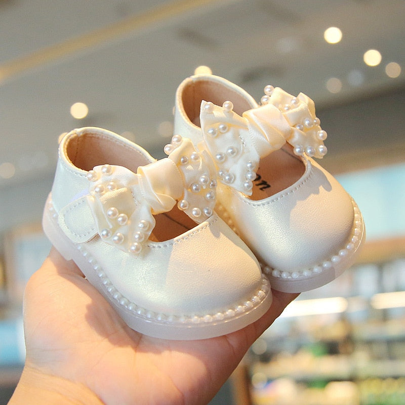 Baby Girls Big Bow Shoes Low Heel Flower Wedding Party Dress Shoes Princess Shoes For Kids Toddler